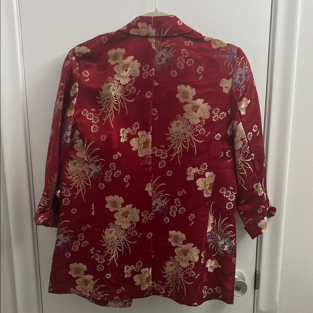 ✨🌺Chico’s Red Floral Silk Blazer Vintage 1970s Rare High-End💖✨ - Picture 7 of 8